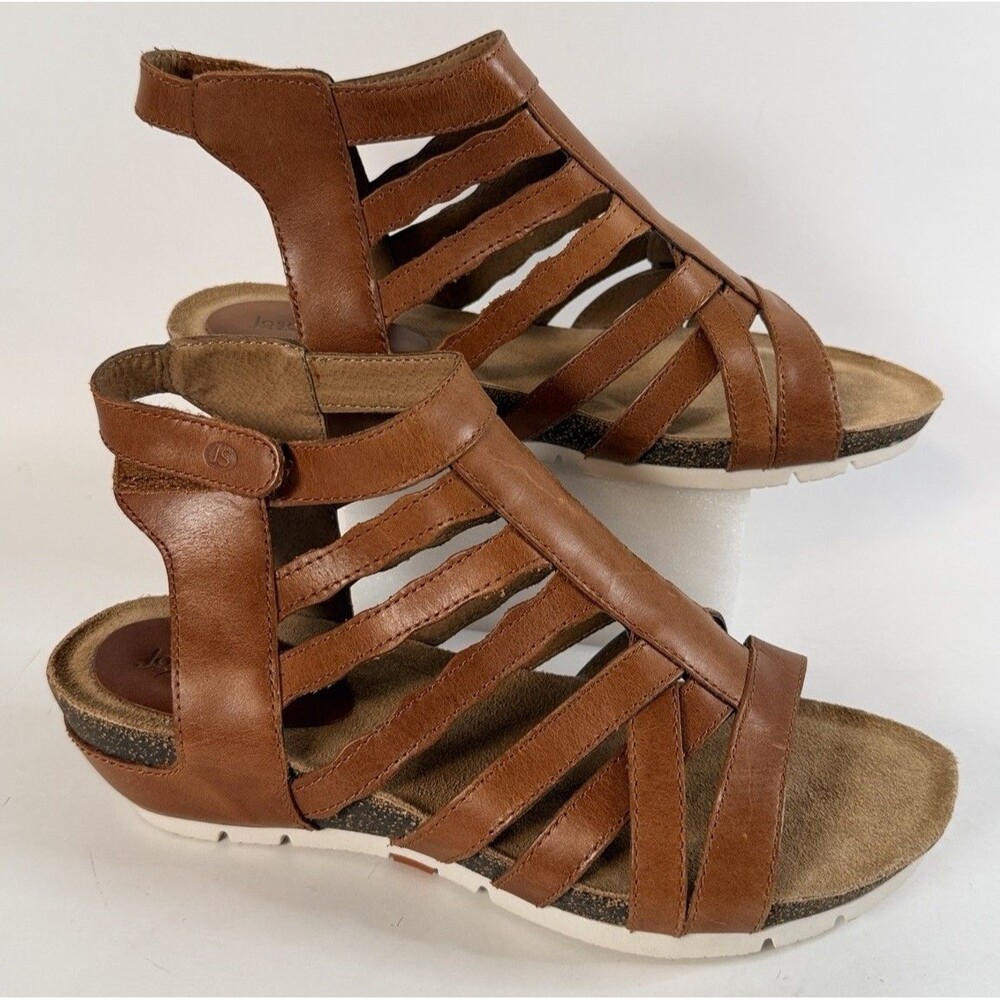 New Josef Seibel Hailey 17 Gladiator Leather Sandal in Camel Como Sz 39 US 8.5